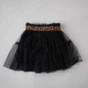 TOCOTO VINTAGE TULLE LEOPARD TRIM SKIRT